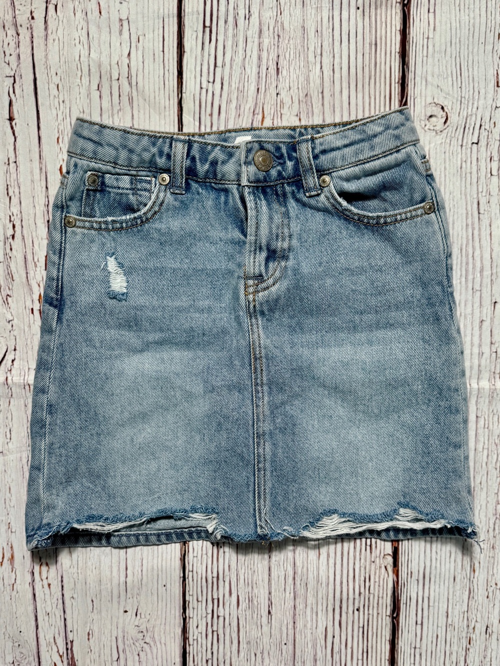 7 For All Mankind Denim Skirt Y2K Girls Distressed Jean Size 7